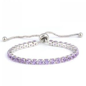 Silver w/ Lilac Rhinestones Adjustable Bracelets